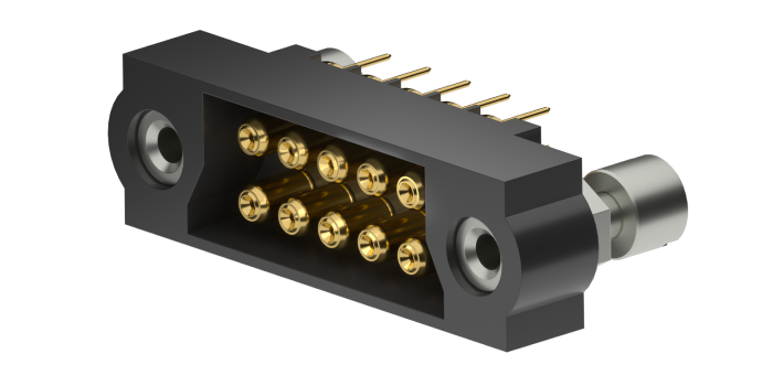 CMM series 340 connector with two rows of coaxial contacts